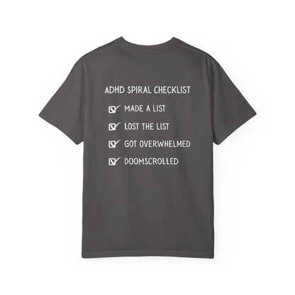 ADHD Spiral Checklist T-Shirt – Funny Relatable Mental Health Tee | Run by Chaos