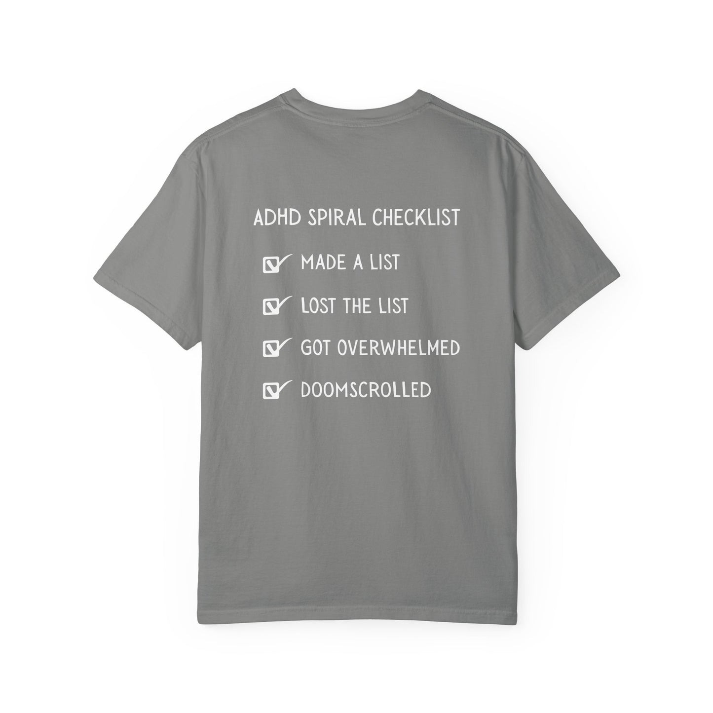 ADHD Spiral Checklist T-Shirt – Funny Relatable Mental Health Tee | Run by Chaos