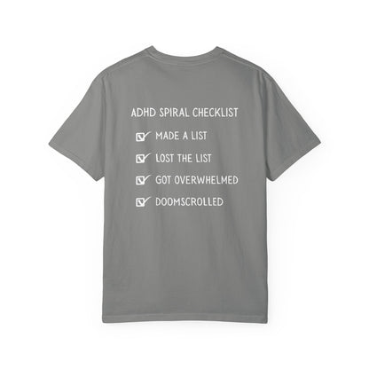 ADHD Spiral Checklist T-Shirt – Funny Relatable Mental Health Tee | Run by Chaos
